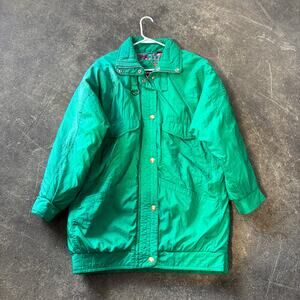 Vintage Andy Johns Puffer Jacket Womens M Green Oversized 80s Retro Winter Coat